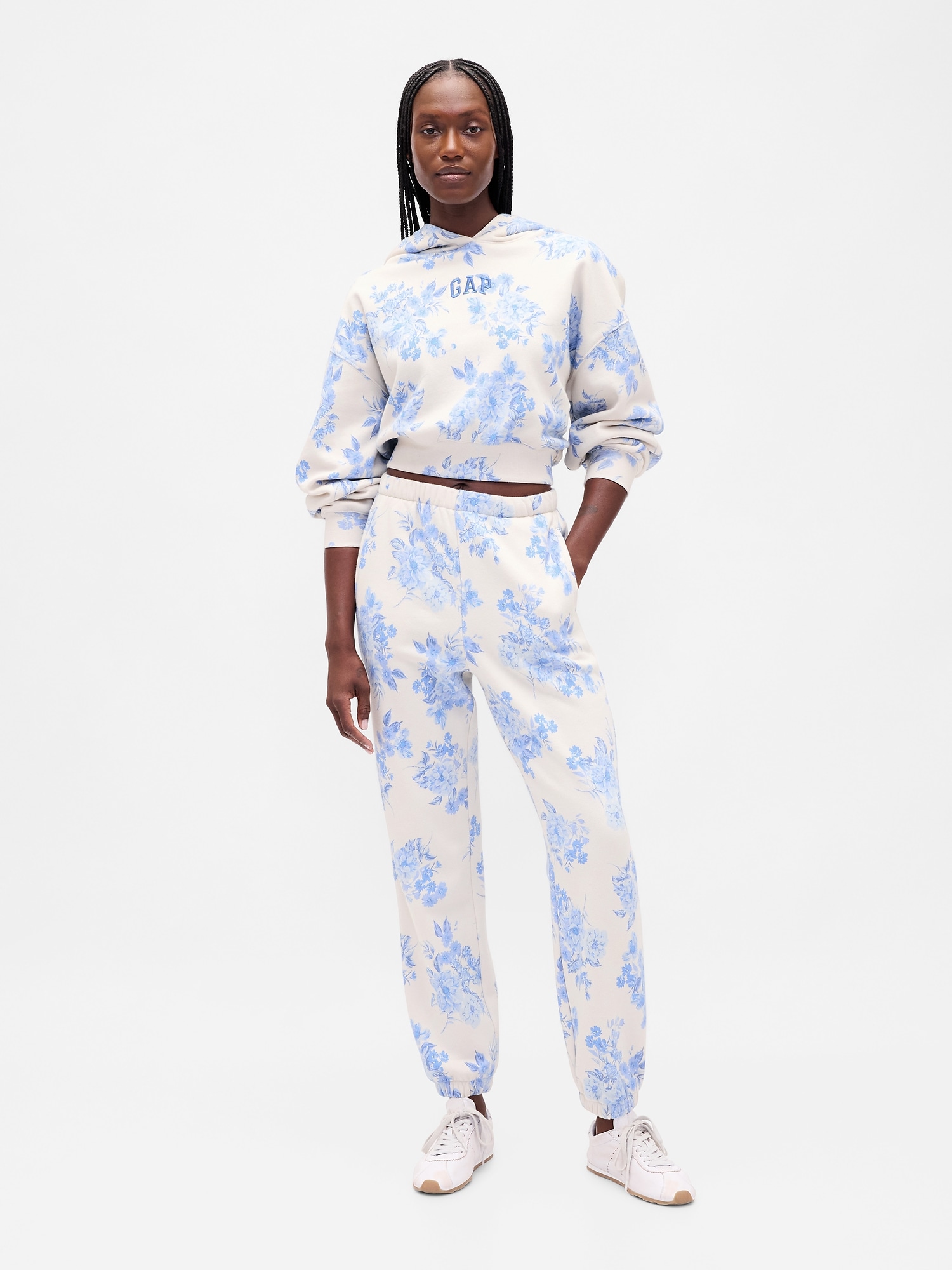 High Rise VintageSoft Joggers - Blue Floral Print