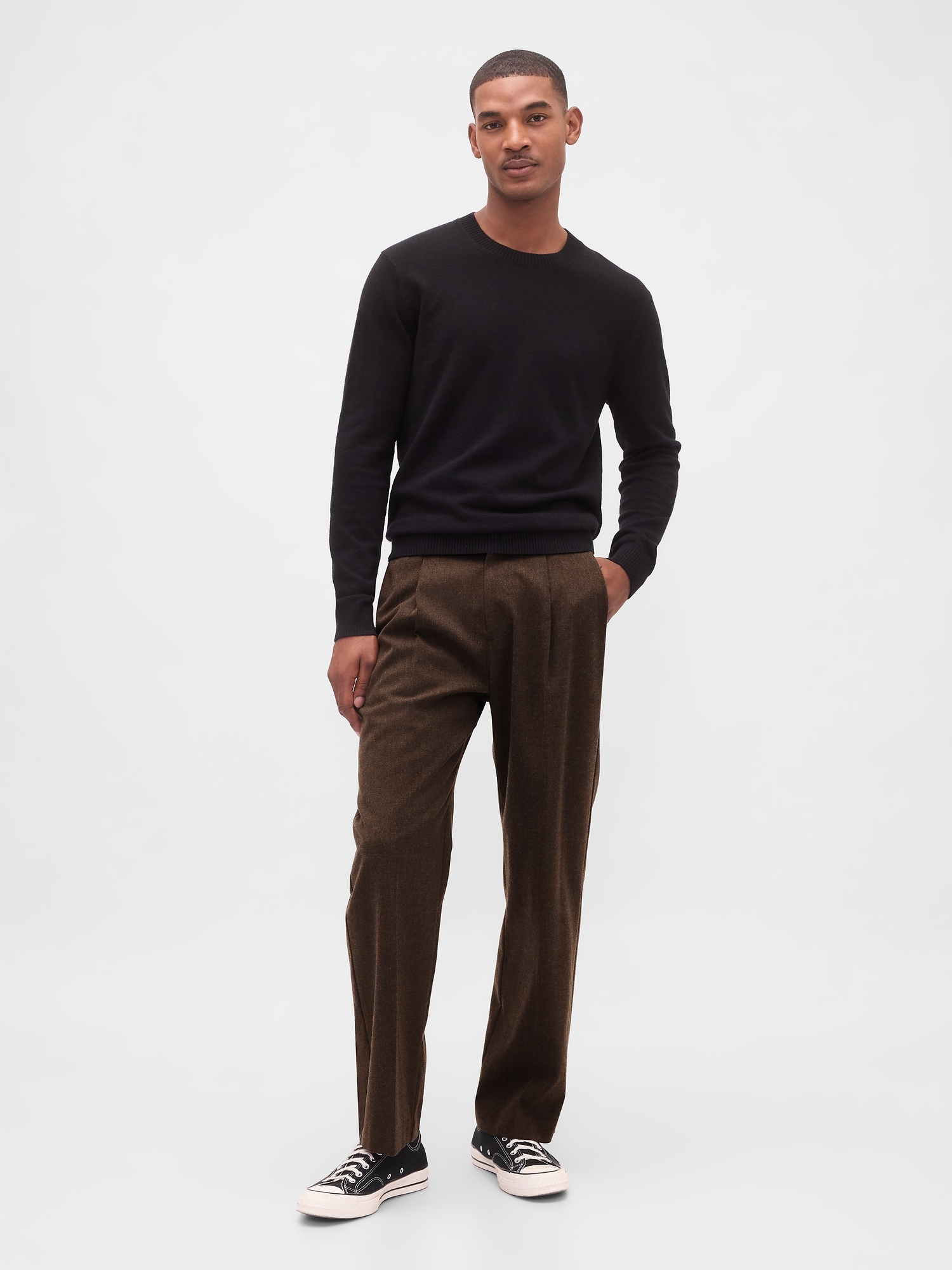 Gap 365 Wool-blend Relaxed Trousers In Black