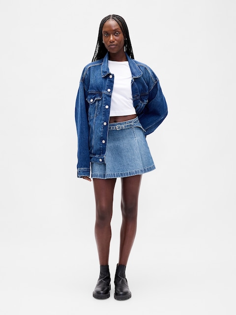 Denim Belted Mini Skirt