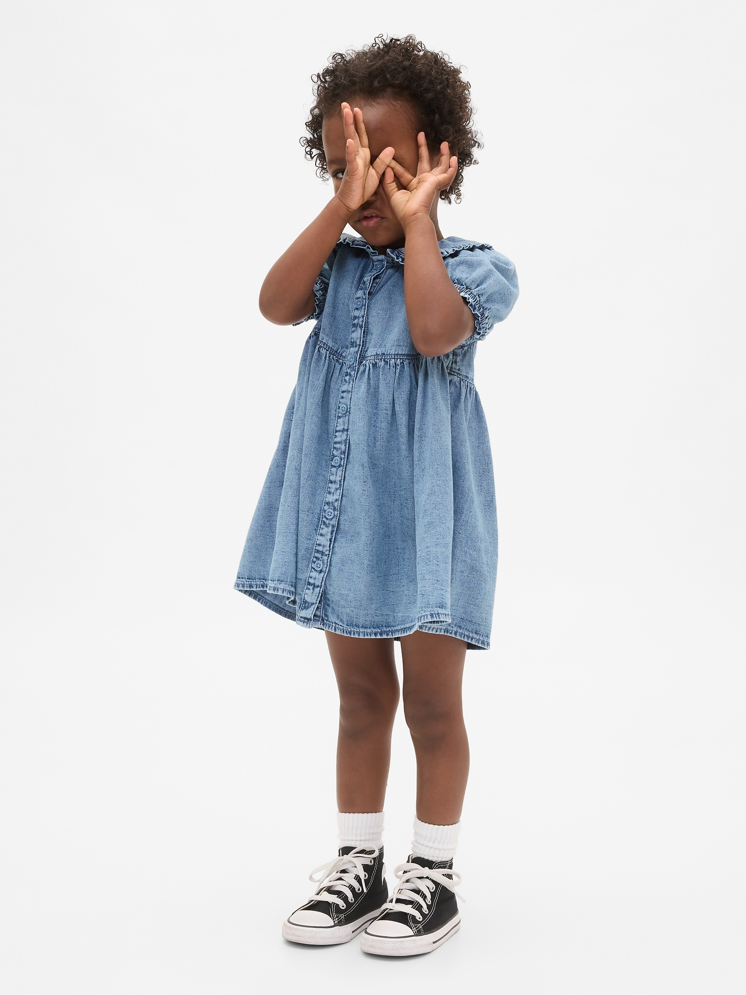 Baby & Toddler Denim Ruffle Dress - Medium Wash