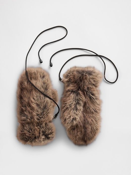 Image number 1 showing, Faux Fur Mittens