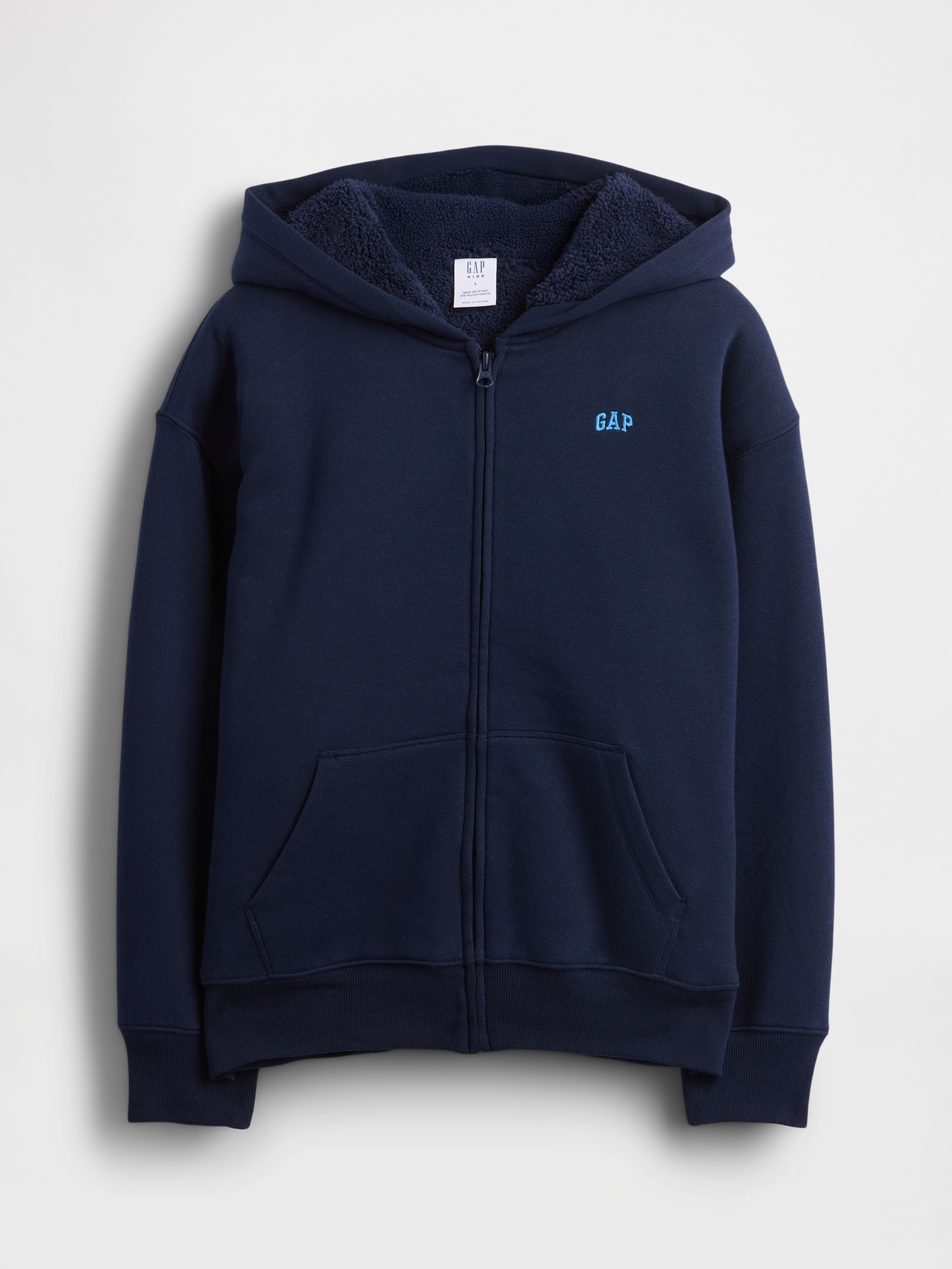Kids Relaxed Sherpa-Lined Zip Logo Hoodie