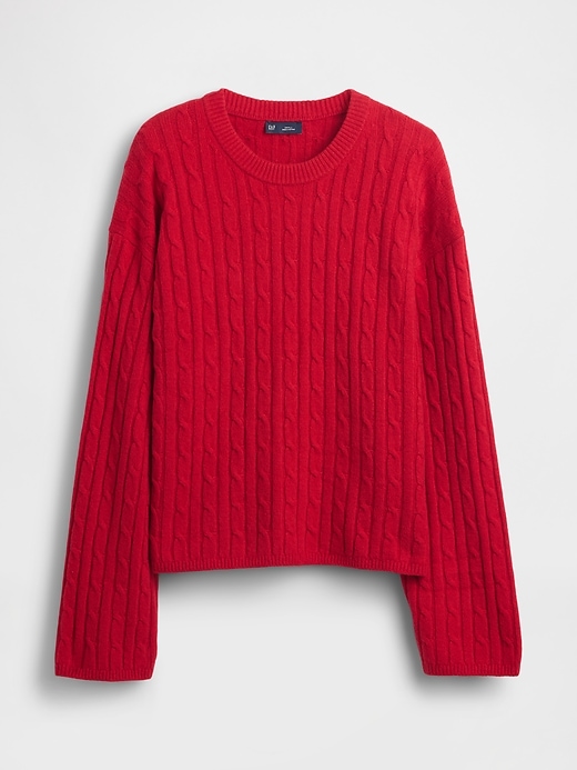 Image number 3 showing, CashSoft Cable-Knit Crewneck Sweater