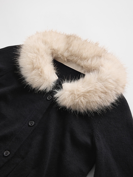 Image number 4 showing, Baby & Toddler Faux Fur Collar Cardigan
