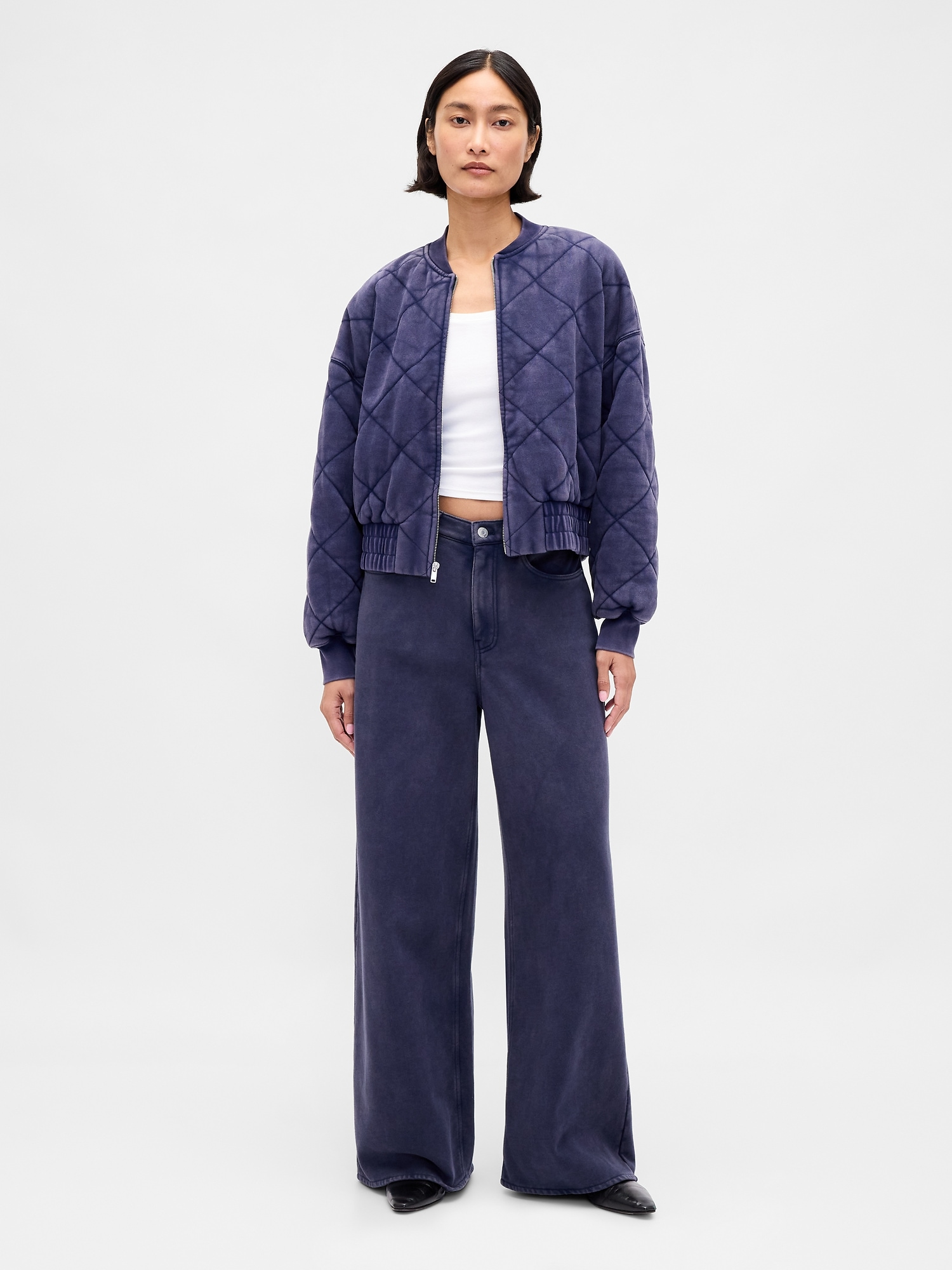 Gap Heavyweight French Terry Wide-leg Sweatpant Jeans In Blue