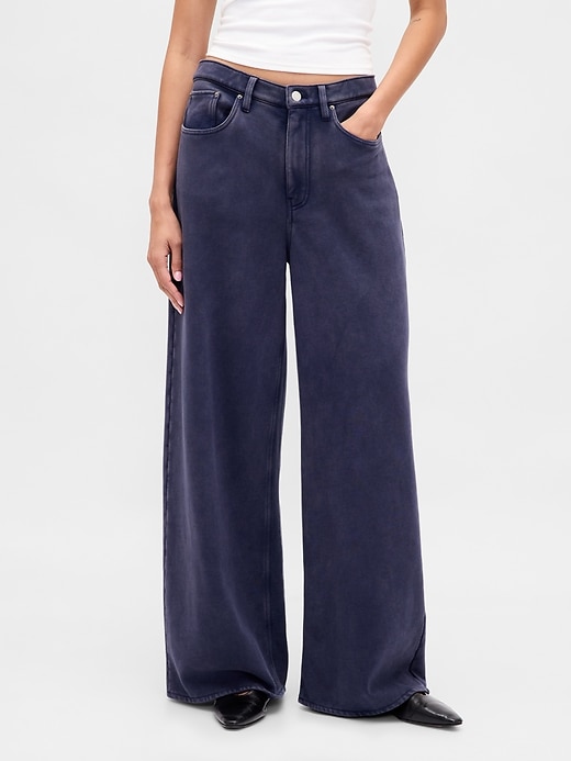 2 of 8 showing, with the color Blue of product Heavyweight French Terry Wide-Leg Sweatpant Jeans