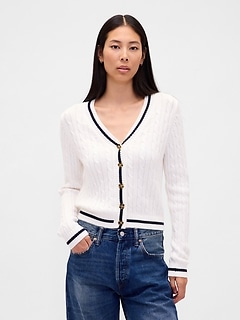 100% Cotton Cable-Knit Cardigan
