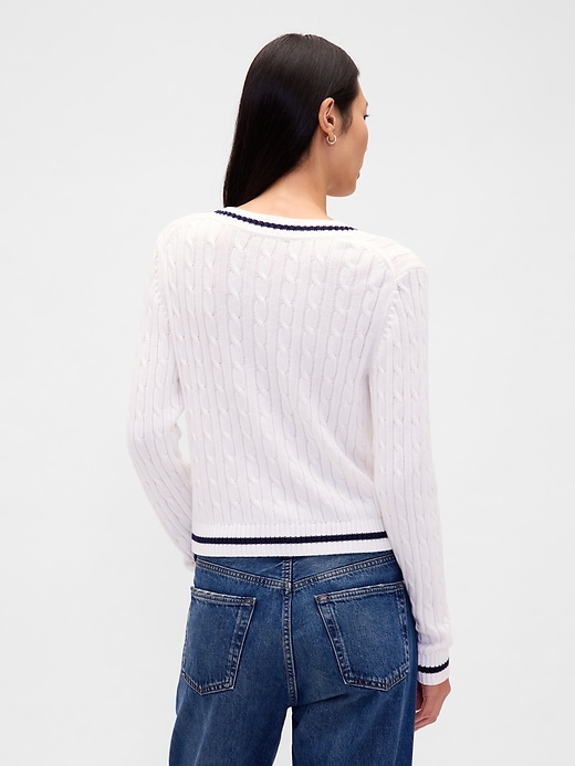 Image number 3 showing, 100% Cotton Cable-Knit Cardigan