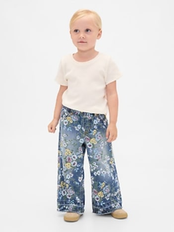 Baby & Toddler Floral Pull-On Baggy Jeans