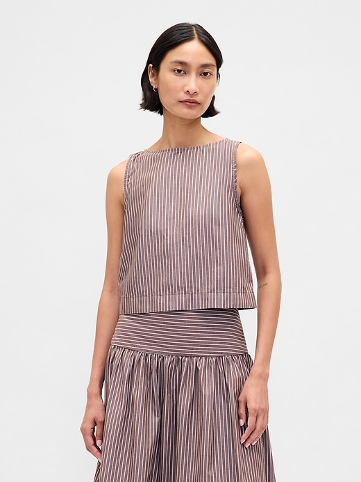 Image number 1 showing, Boatneck Shell Crop Tank Top