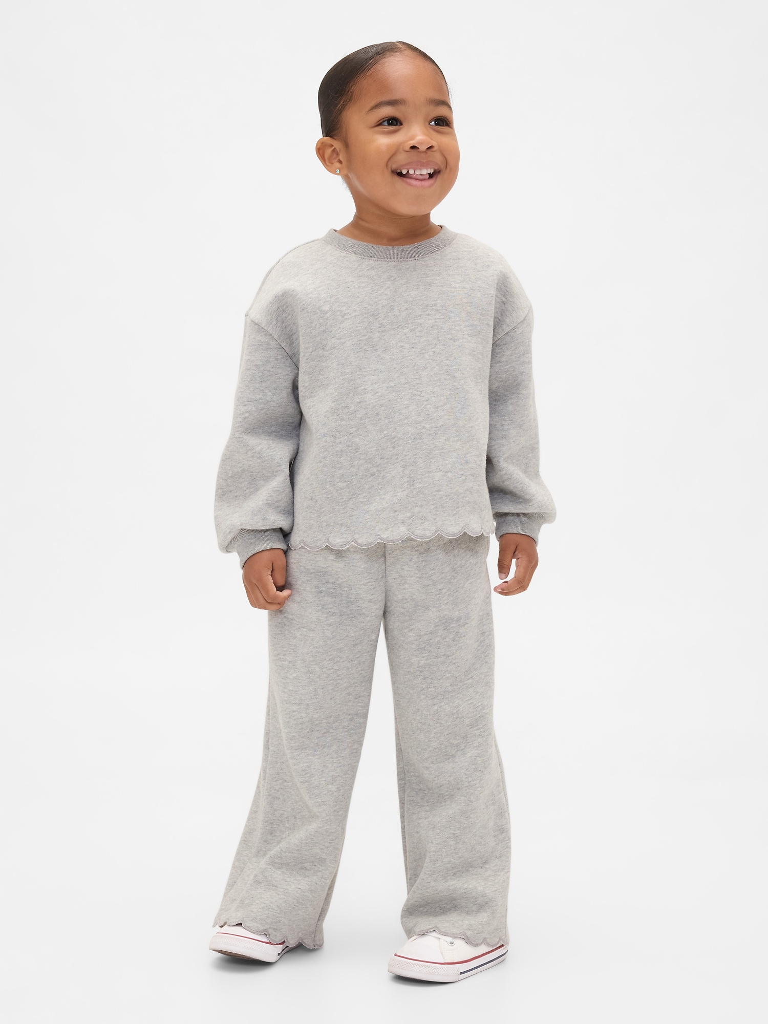 Baby & Toddler VintageSoft Scalloped Sweat Set - Light Grey