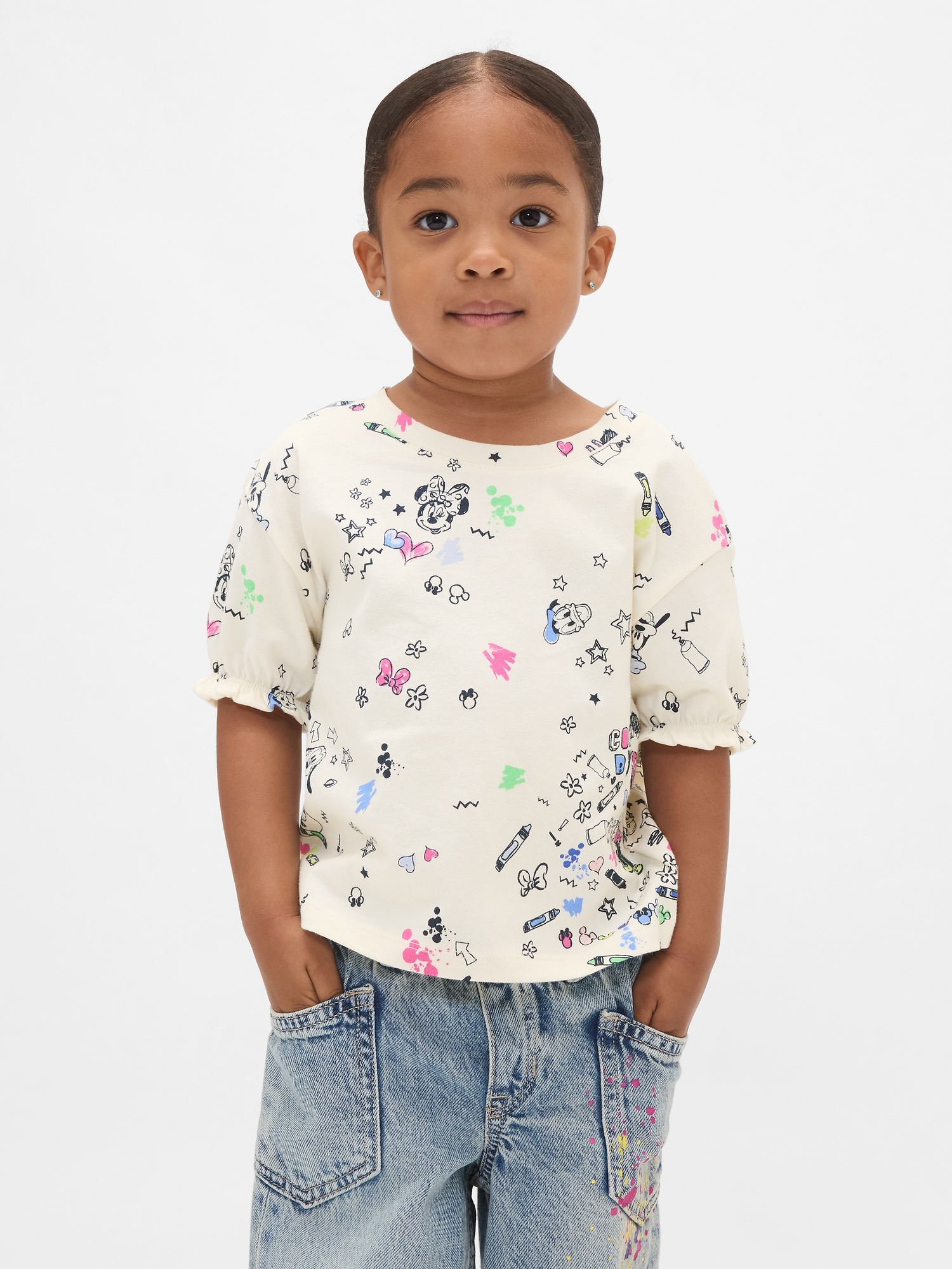 Gap × Disney Baby & Toddler Ruffle-Sleeve T-Shirt - Ivory Frost