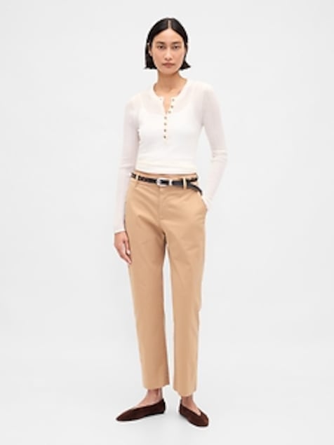 Mid Rise Straight Khakis