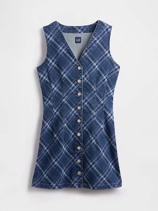 thumbnail image 2 of Frye Women's Sleeveless Stretch Denim V-Neck Mini Dress - Casual Button-Front - Modern Style 2 of 6