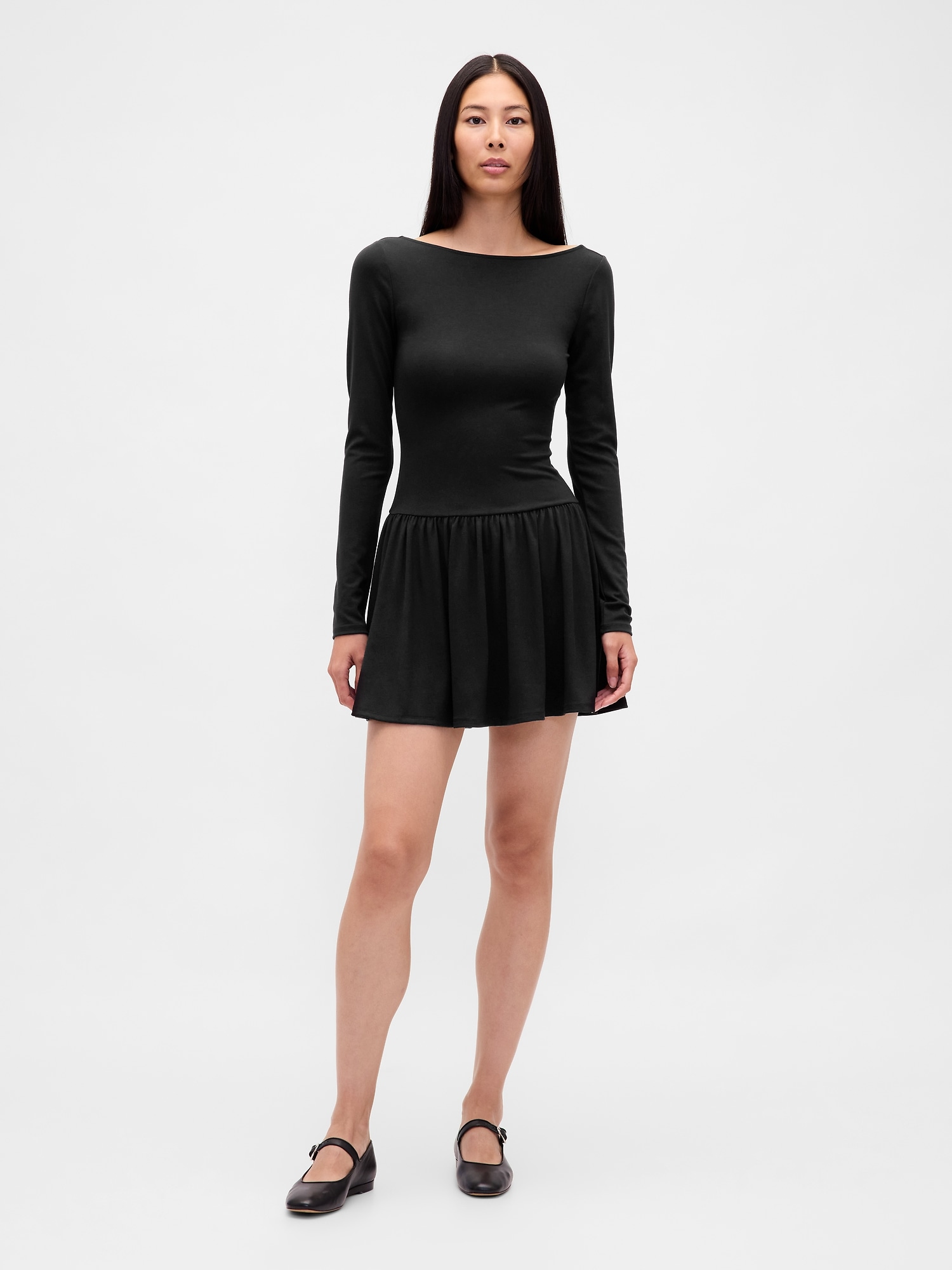 Gap Drop-waist Mini Dress In Black