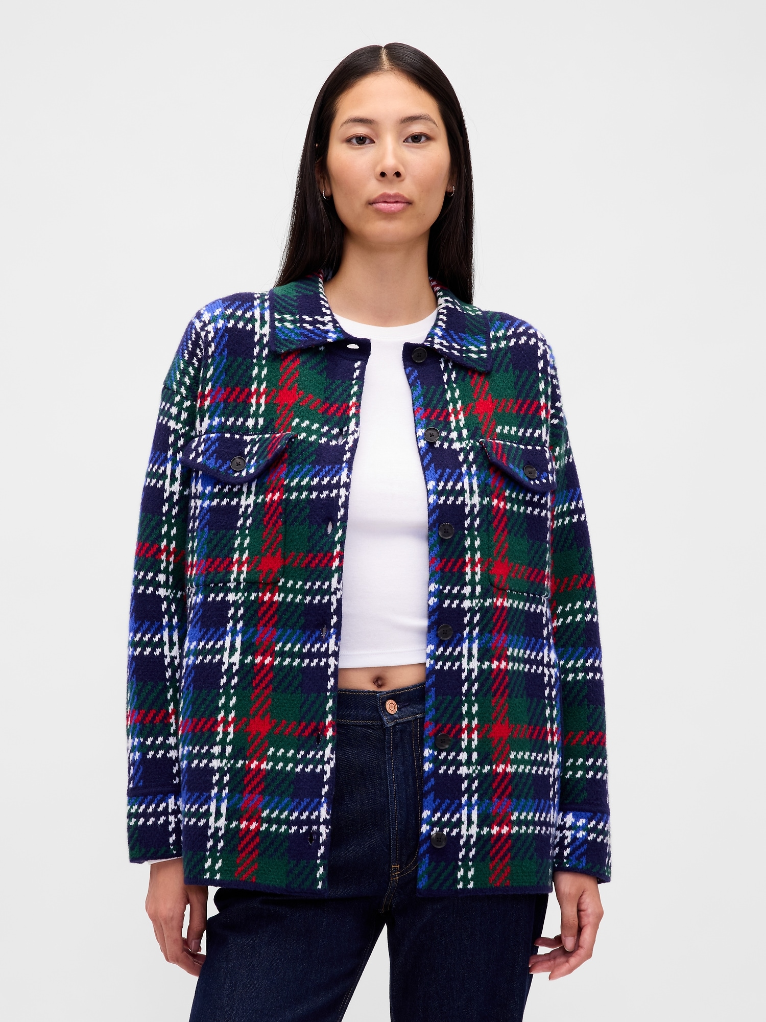 Gap Cashsoft Oversized Shirt Jacket In Multi