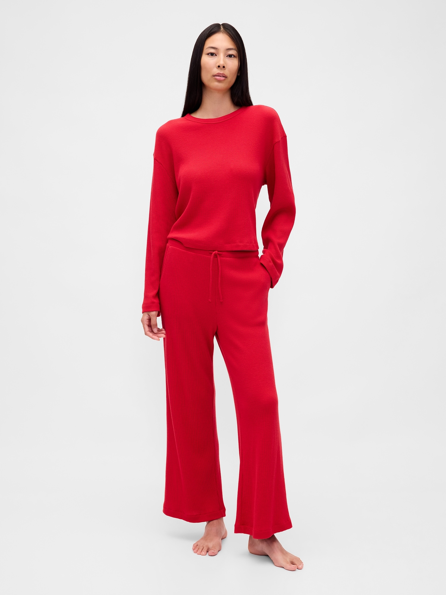 Gap Waffle Wide-leg Pj Pants In Red