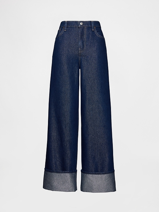 Image number 5 showing, Mid Rise Metallic Cuffed Baggy Jeans