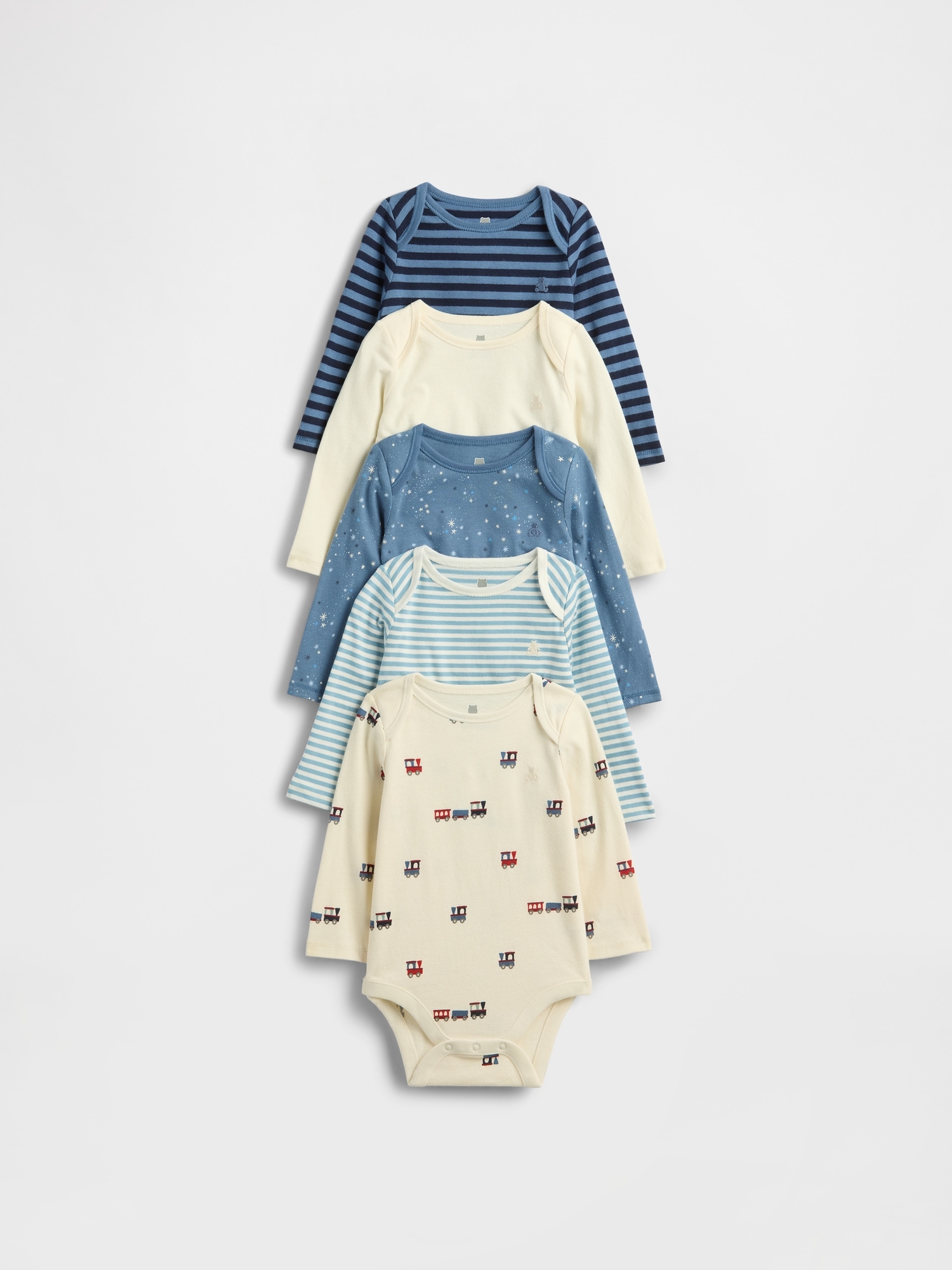 Gap Baby First Favorites Organic Cotton Bodysuit (5-pack) In Blue