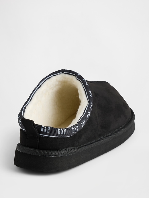 Image number 4 showing, Kids Vegan Suede Sherpa-Lined Logo Slippers