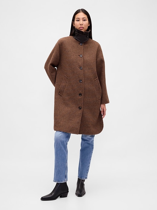 Image number 2 showing, Wool-Blend Houndstooth Car Coat