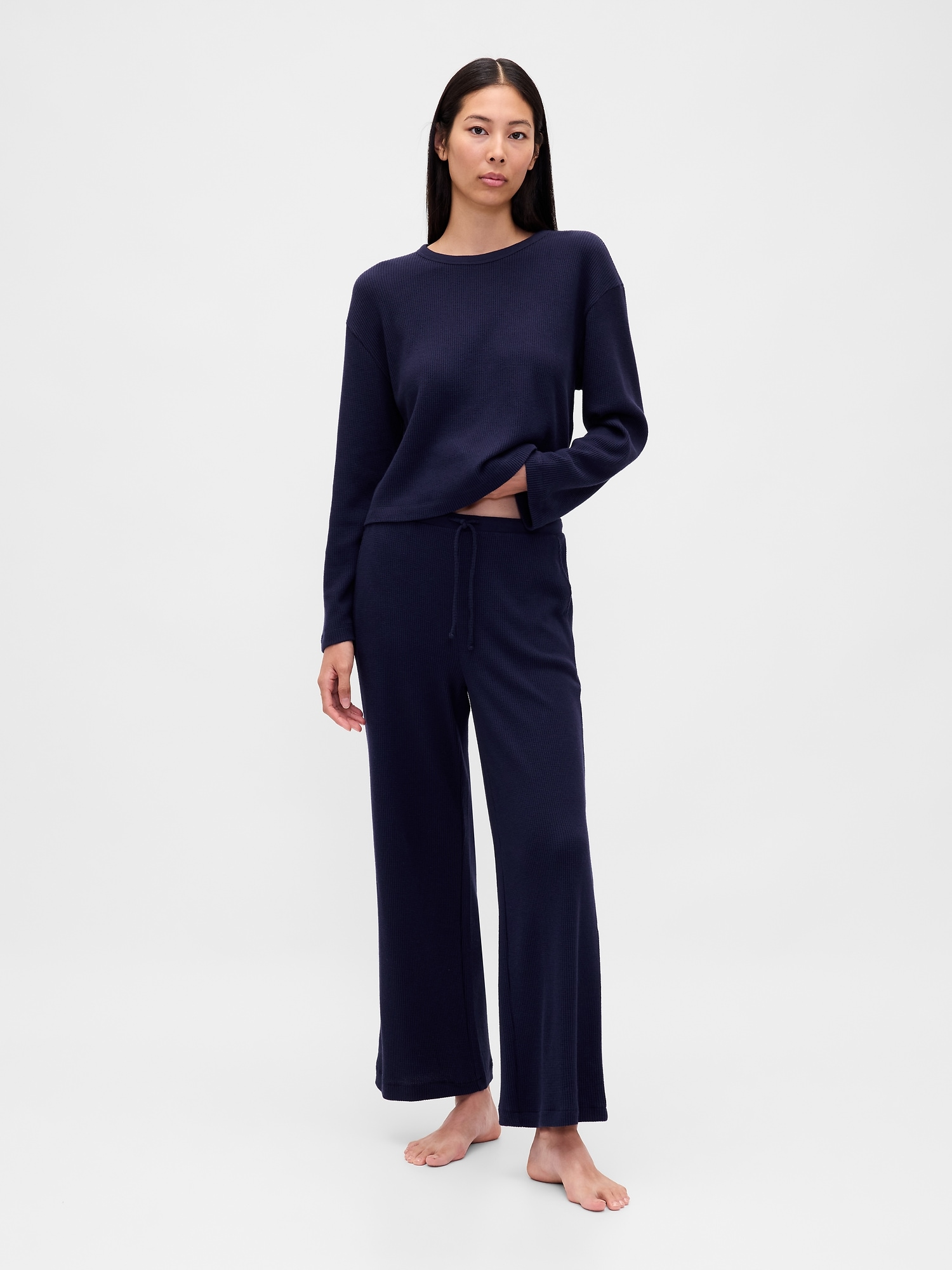 Gap Waffle Wide-leg Pj Pants In Blue