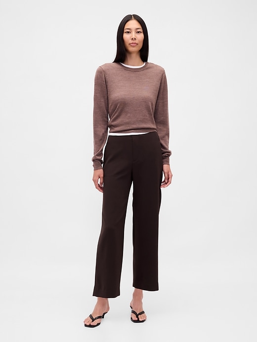 1 of 8 showing, with the color Terra brown of product High Rise Twill Straight Ankle Pants