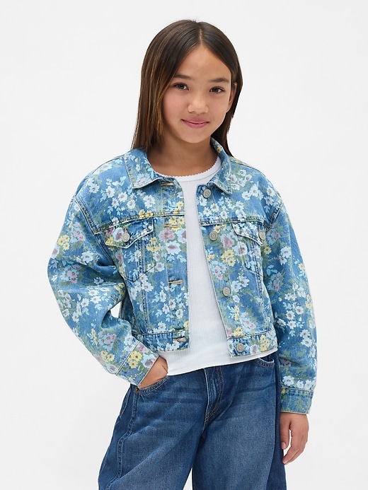 Image number 6 showing, Kids Balloon-Sleeve Floral Denim Jacket