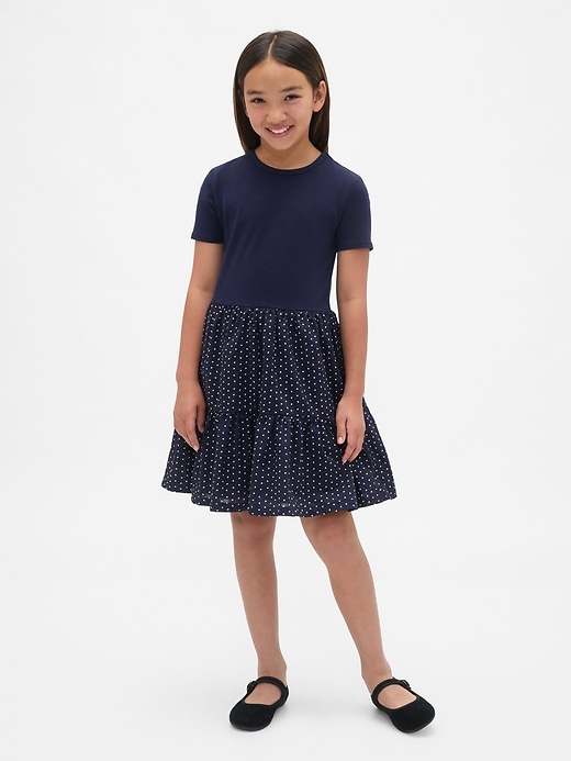 Image number 1 showing, Kids Mixed Media Flounce Dress