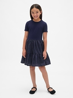 Kids Mixed Media Flounce Dress