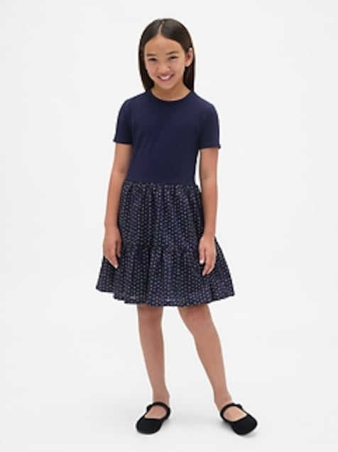 Kids Mixed Media Flounce Dress