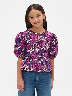 Kids Puff-Sleeve Peplum Top