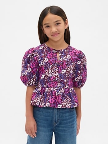 Kids Puff-Sleeve Peplum Top