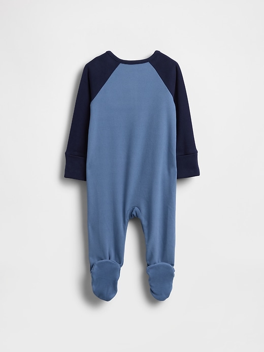 Image number 2 showing, Baby Softspun Colorblock Henley Footed One-Piece