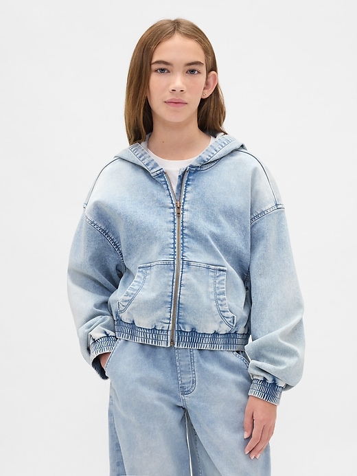 Image number 7 showing, Kids Knit Denim Zip Hoodie