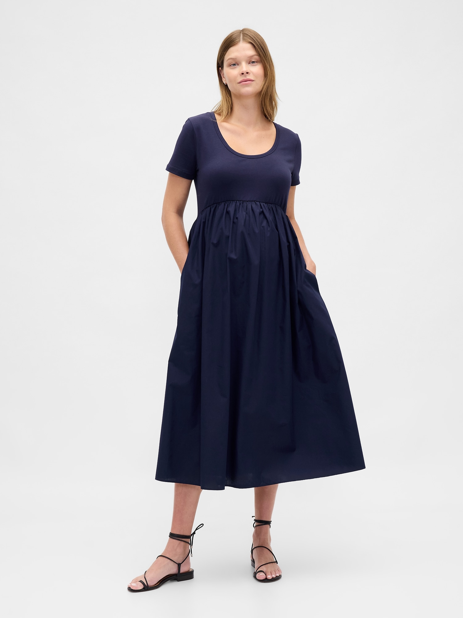 Maternity Mixed Media Maxi Dress - Dark Night