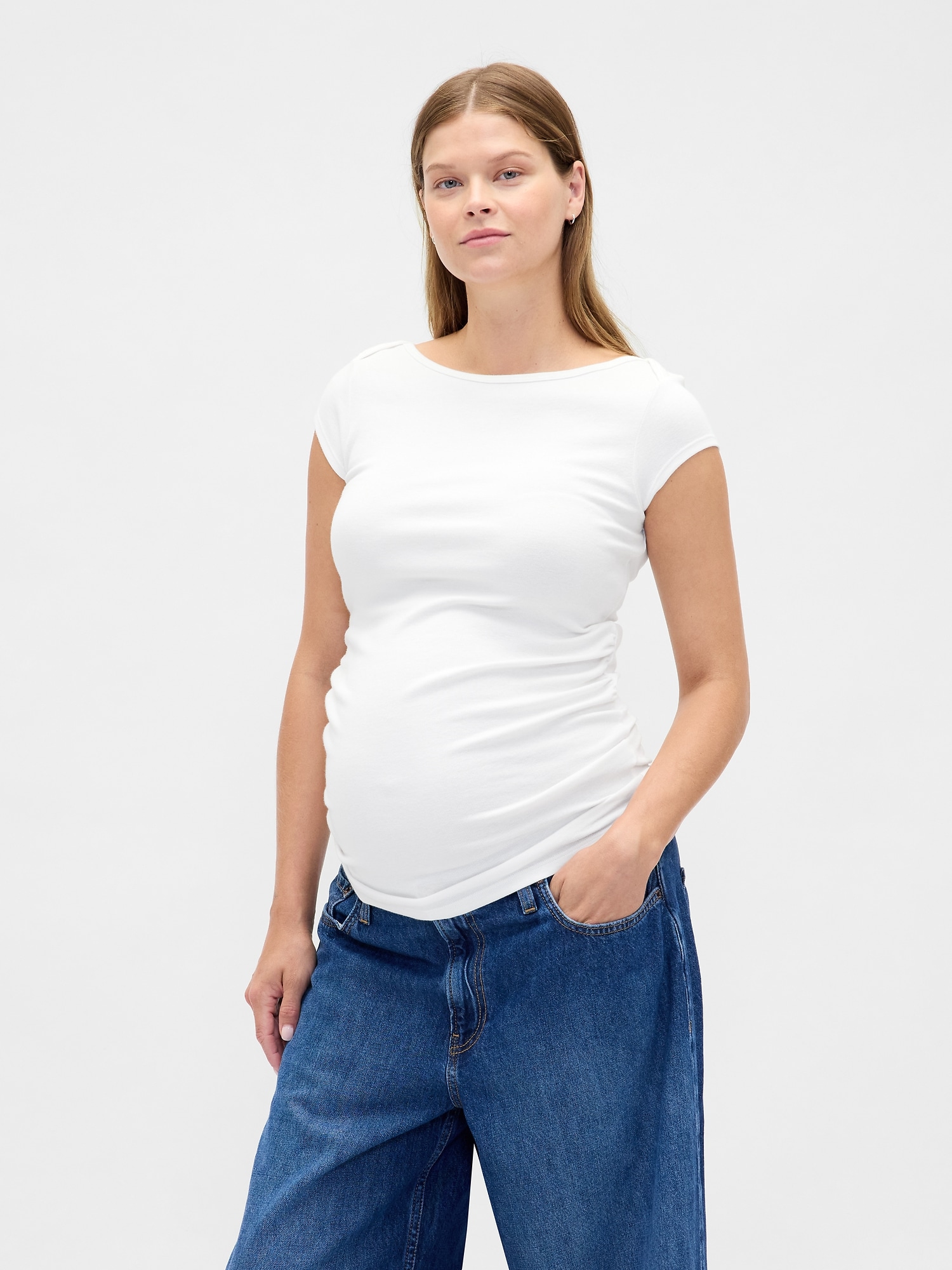 Maternity Modern Boatneck Top - New Off White