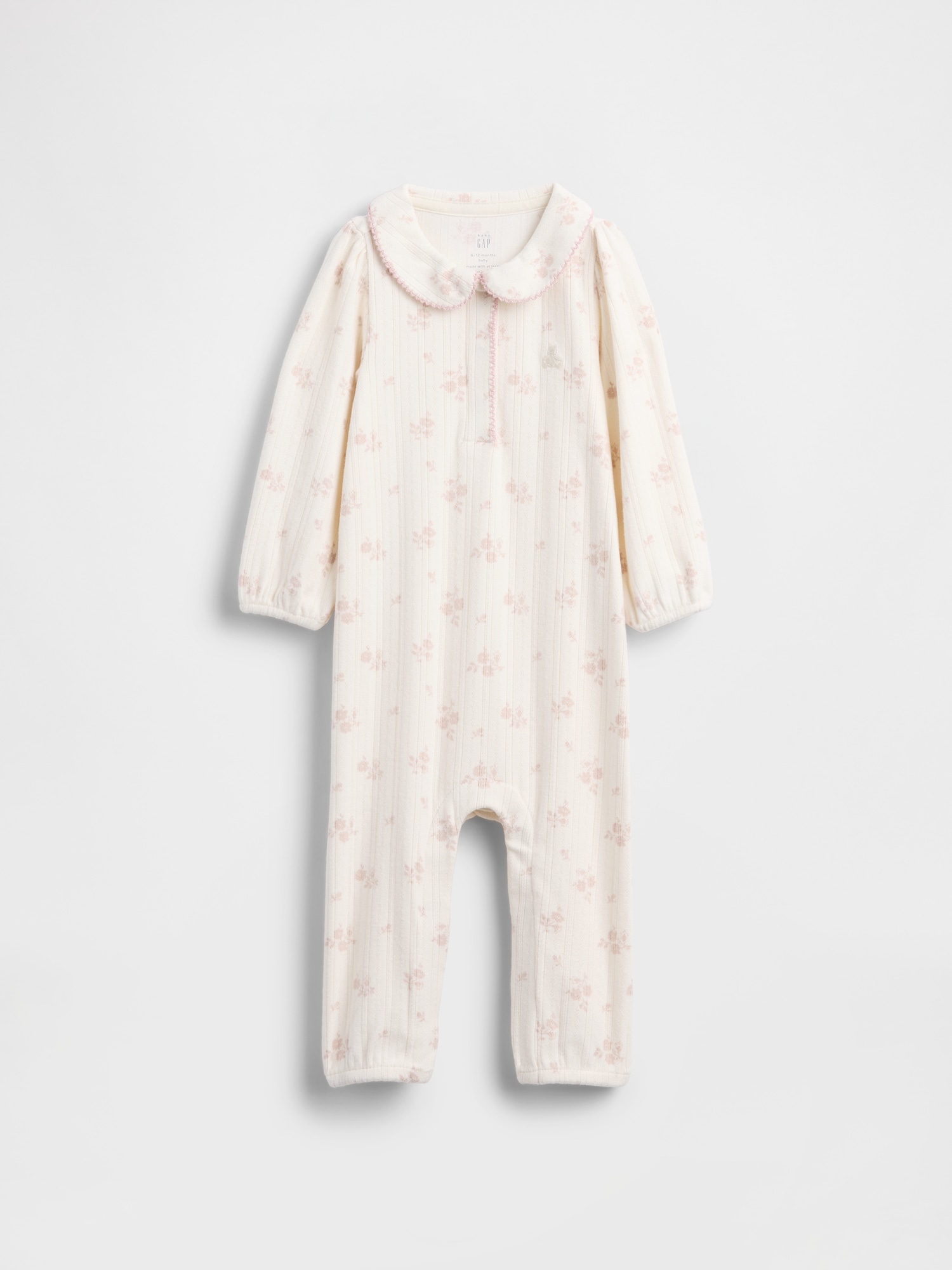 Baby Softspun Pointelle Footless One-Piece - Pink Floral