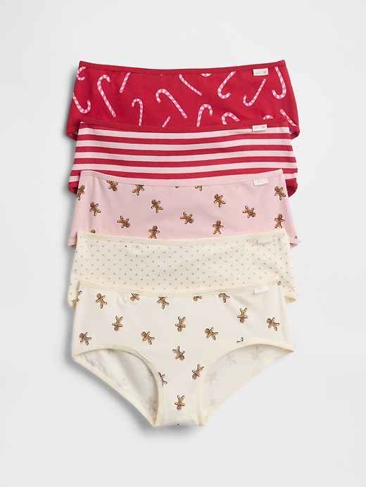 Image number 1 showing, Kids Organic Stretch Cotton Holiday Hipster Briefs (5-Pack)