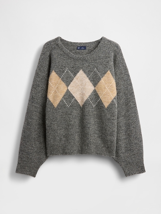 Image number 5 showing, Fuzzy Argyle Crop Sweater