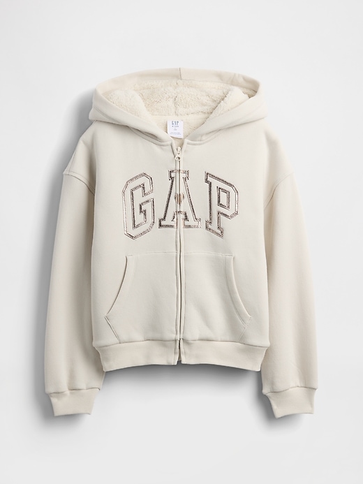 Image number 2 showing, Kids Sherpa-Lined Graphic Logo Hoodie