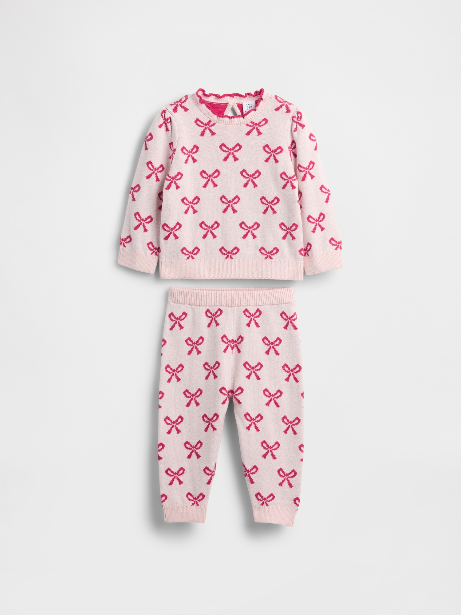 Baby Bow Sweater Outfit Set - Bow Print