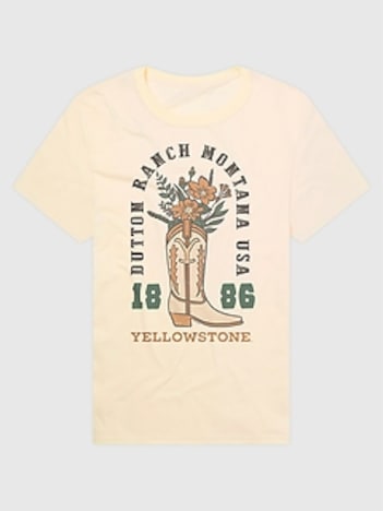 Yellowstone Flower Cowboy Boot Graphic T-Shirt