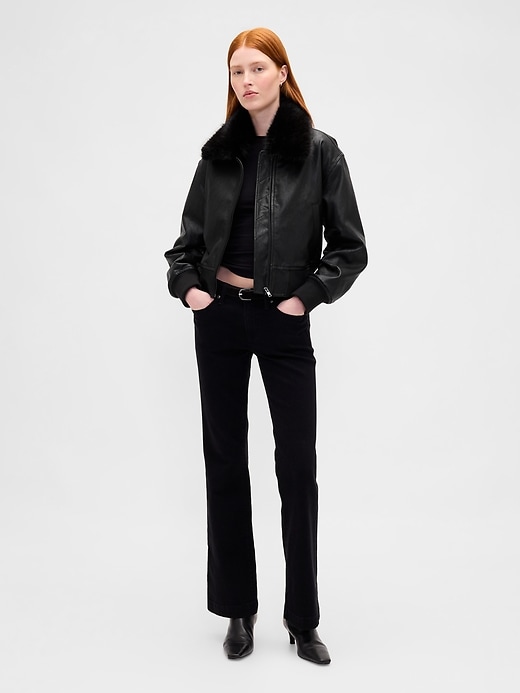 Image number 2 showing, Vegan Leather Bomber Jacket