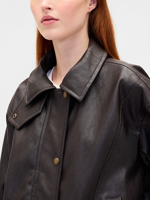 Image number 4 showing, Oversized Vegan Leather Jacket