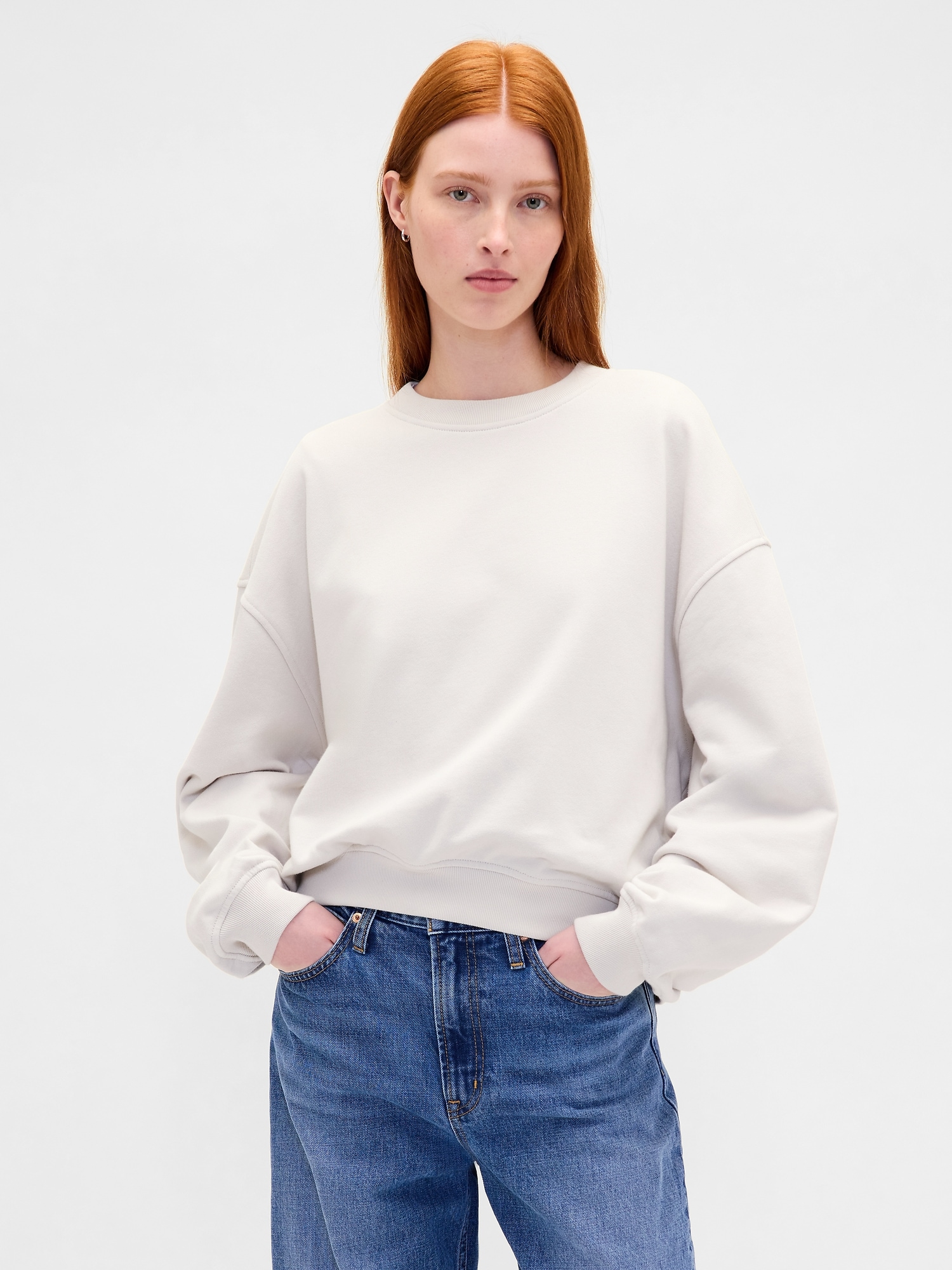 Gap Heavyweight French Terry Oversized Sweatshirt In White
