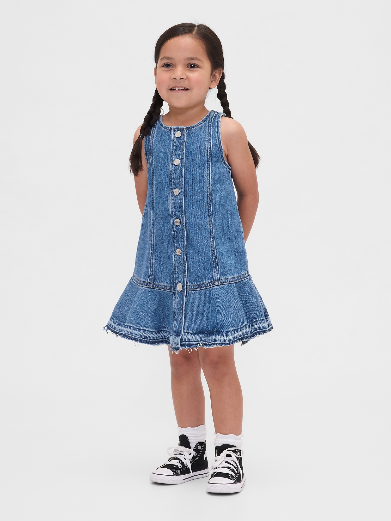 Baby & Toddler Denim Peplum Hem Dress - Medium Wash