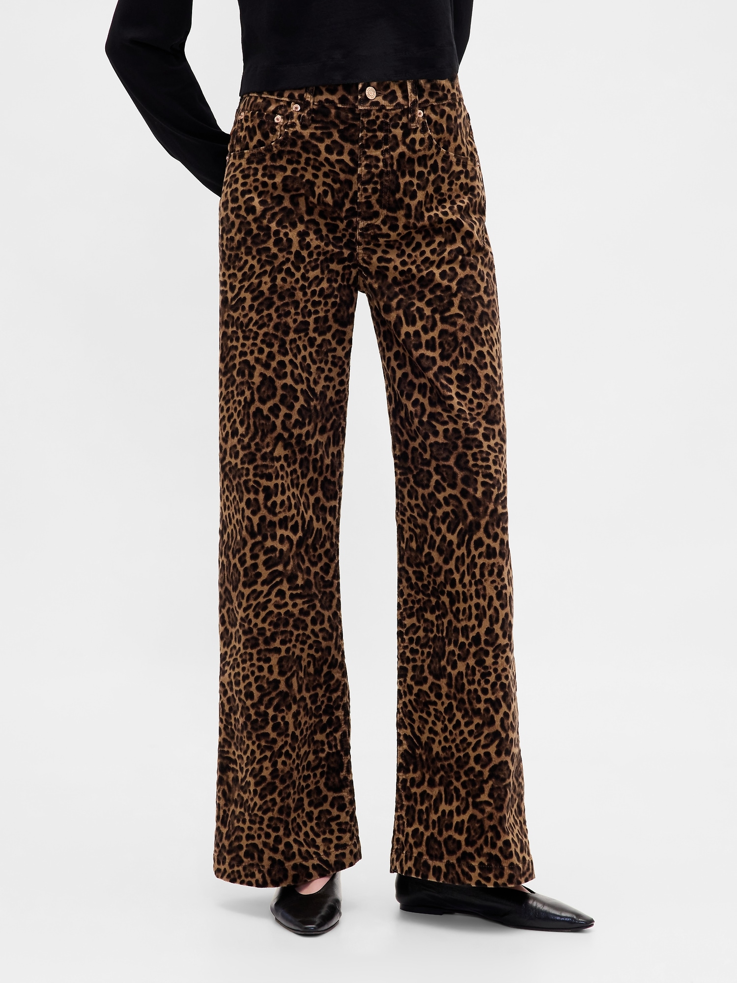 High Rise Corduroy Stride Wide-Leg Jeans