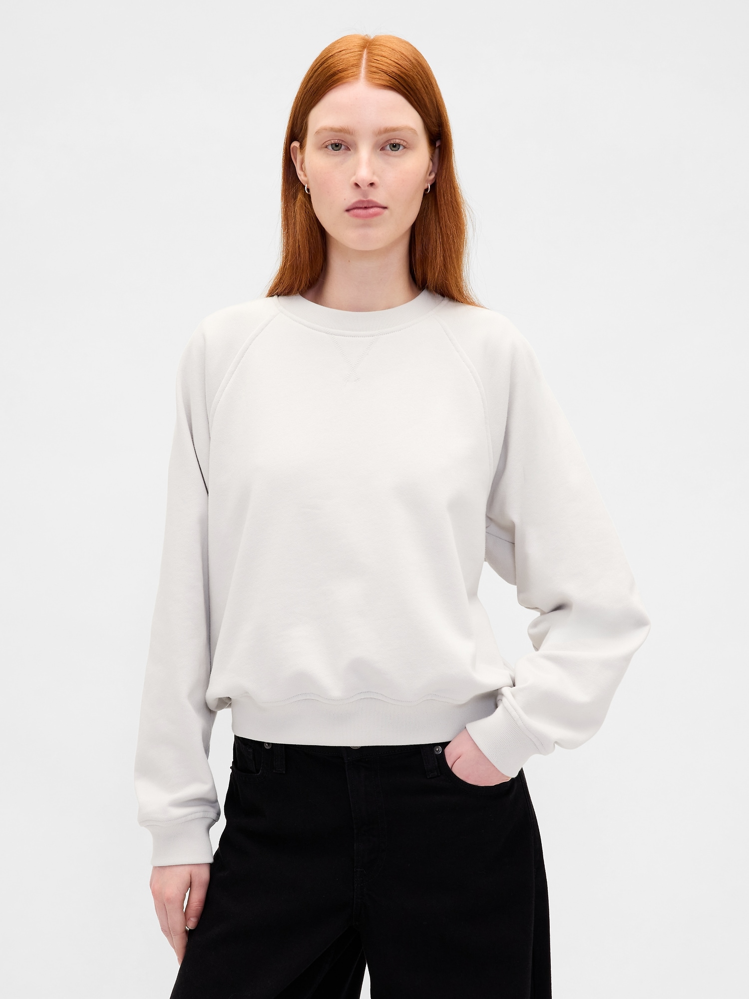 Gap Heavyweight French Terry Oversized Sweatshirt In White