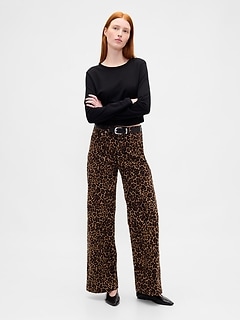 High Rise Corduroy Stride Wide-Leg Jeans